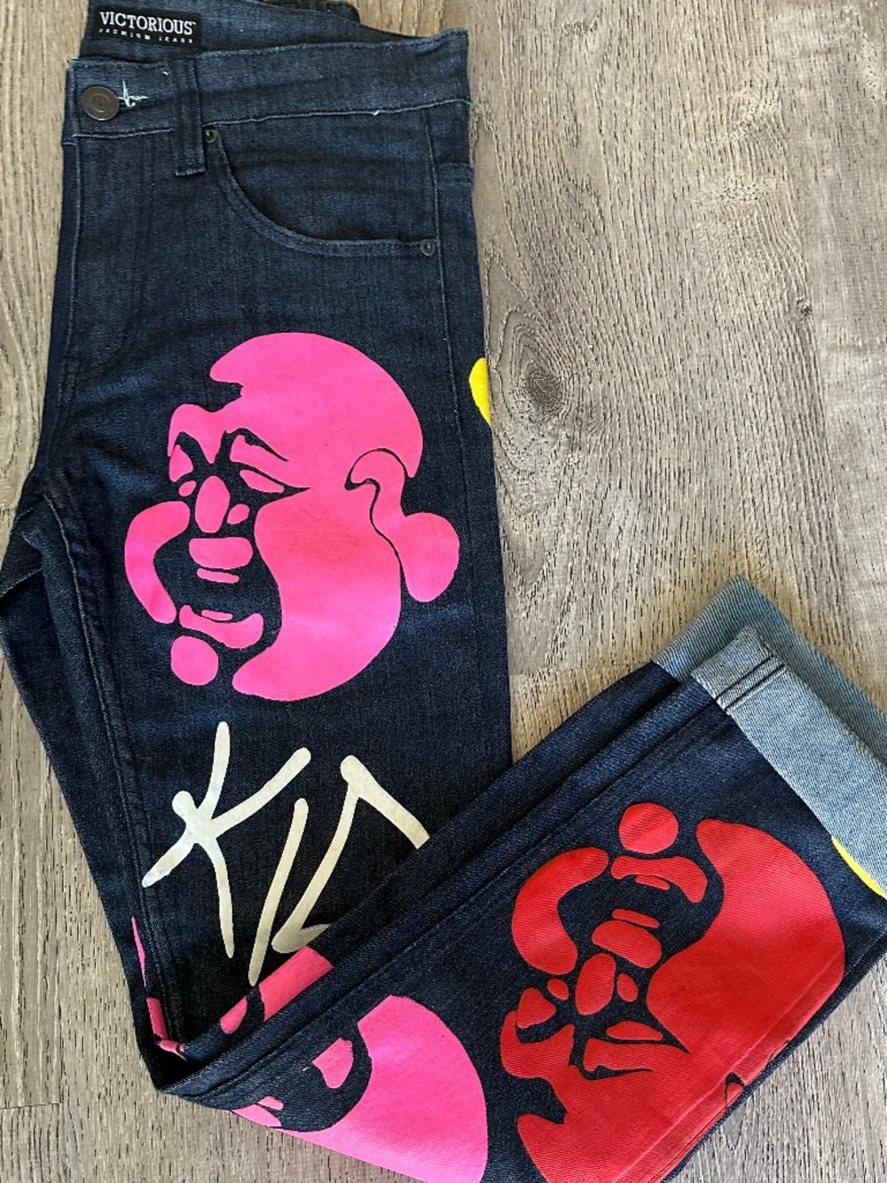 Victorious Denim, like new. Size: 30 Buddha painted unisex
